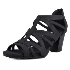 Easy Street Women's Amaze Heeled Sandal, Black, 8.5 Wide