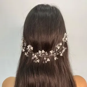 Elegant Pearl Beads Silver Bridal Headpiece 3