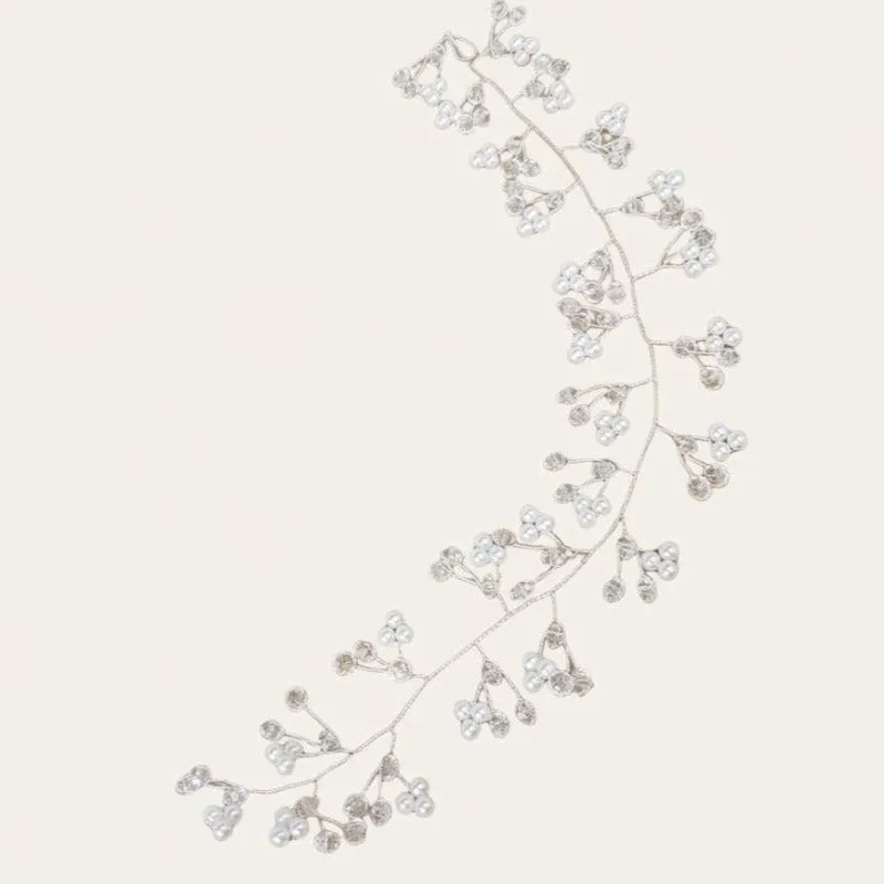 Elegant Pearl Beads Silver Bridal Headpiece 3