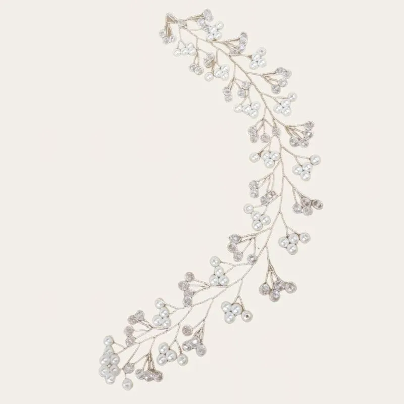 Elegant Pearl Beads Silver Bridal Headpiece 4