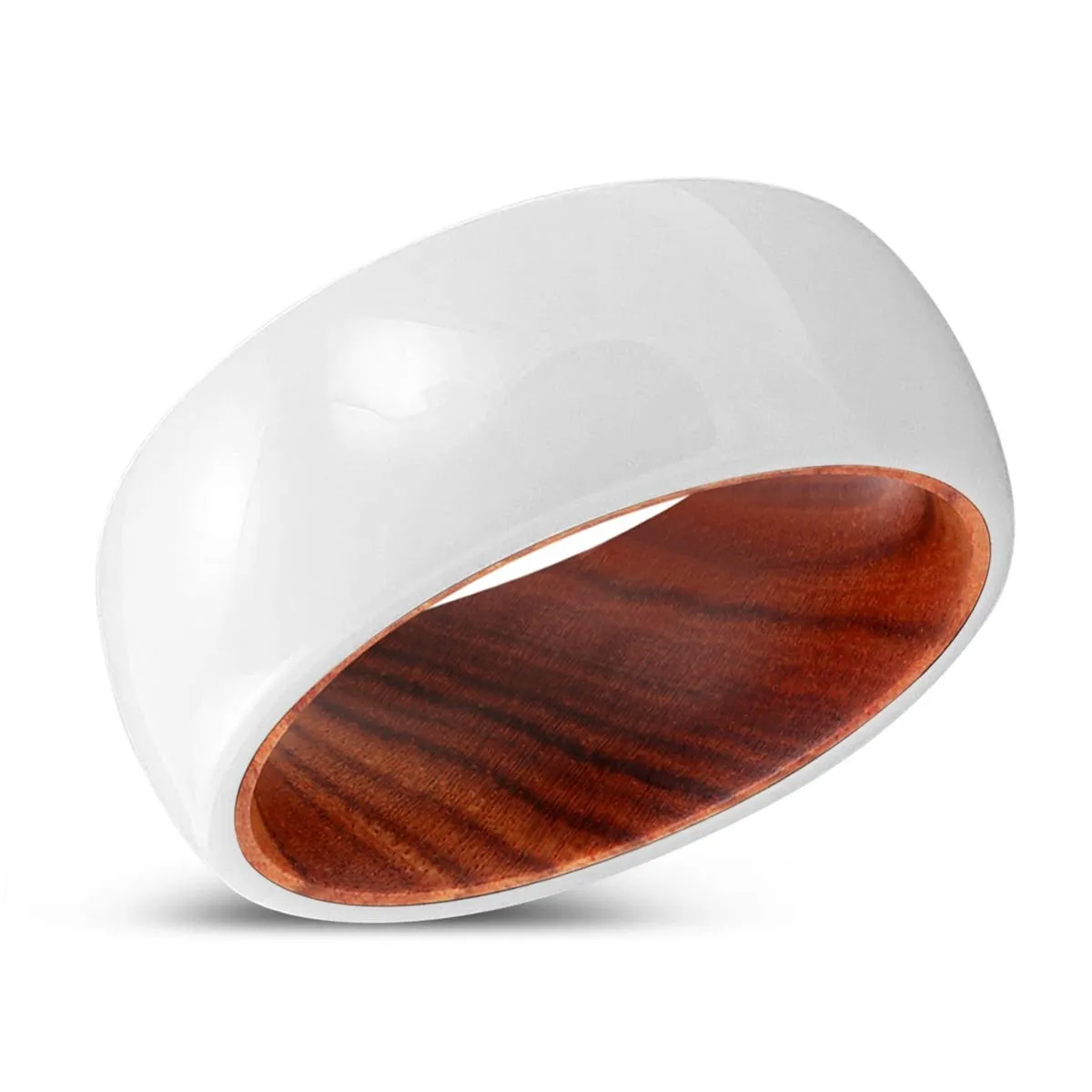 EMBOLDEN | IRON Wood, White Ceramic Ring, Domed