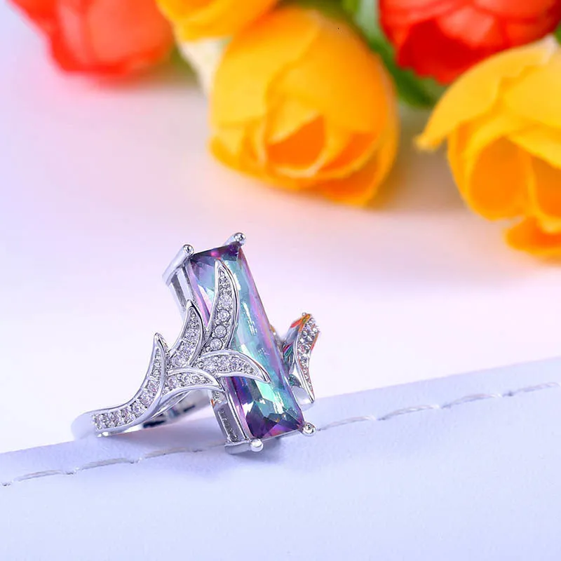 Emerald Ring With Diamond Silver 925 RingsGemstone Women Wedding Jewelry
