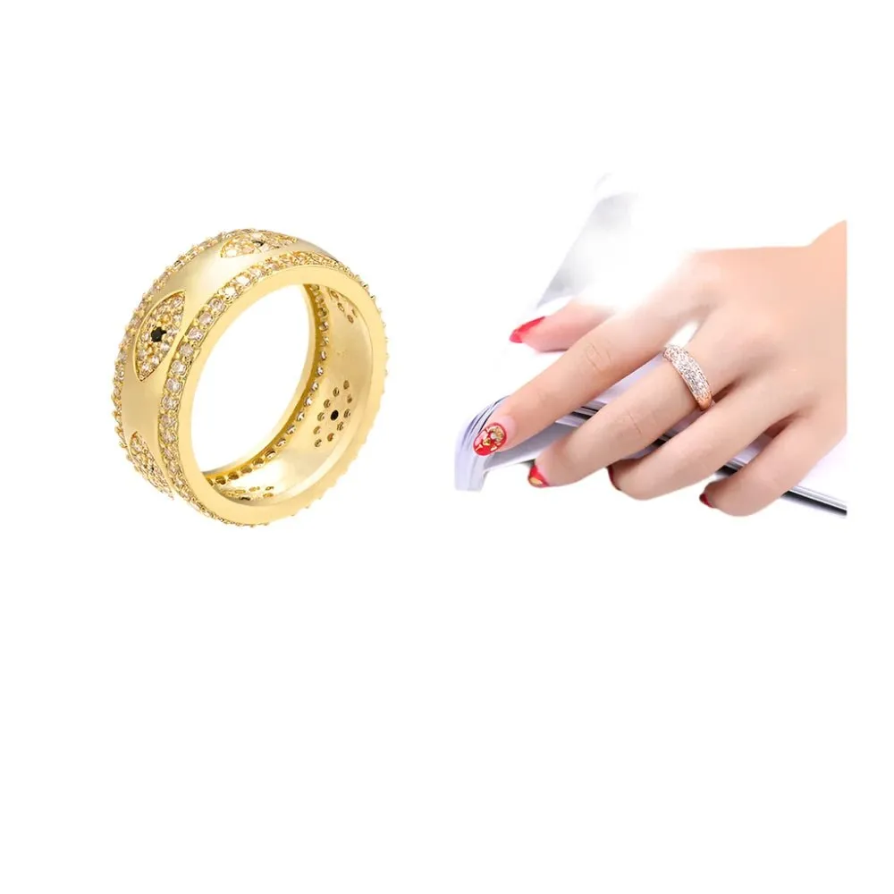Engrave Gold Round Ring Women Engagement Birthday Gift Party