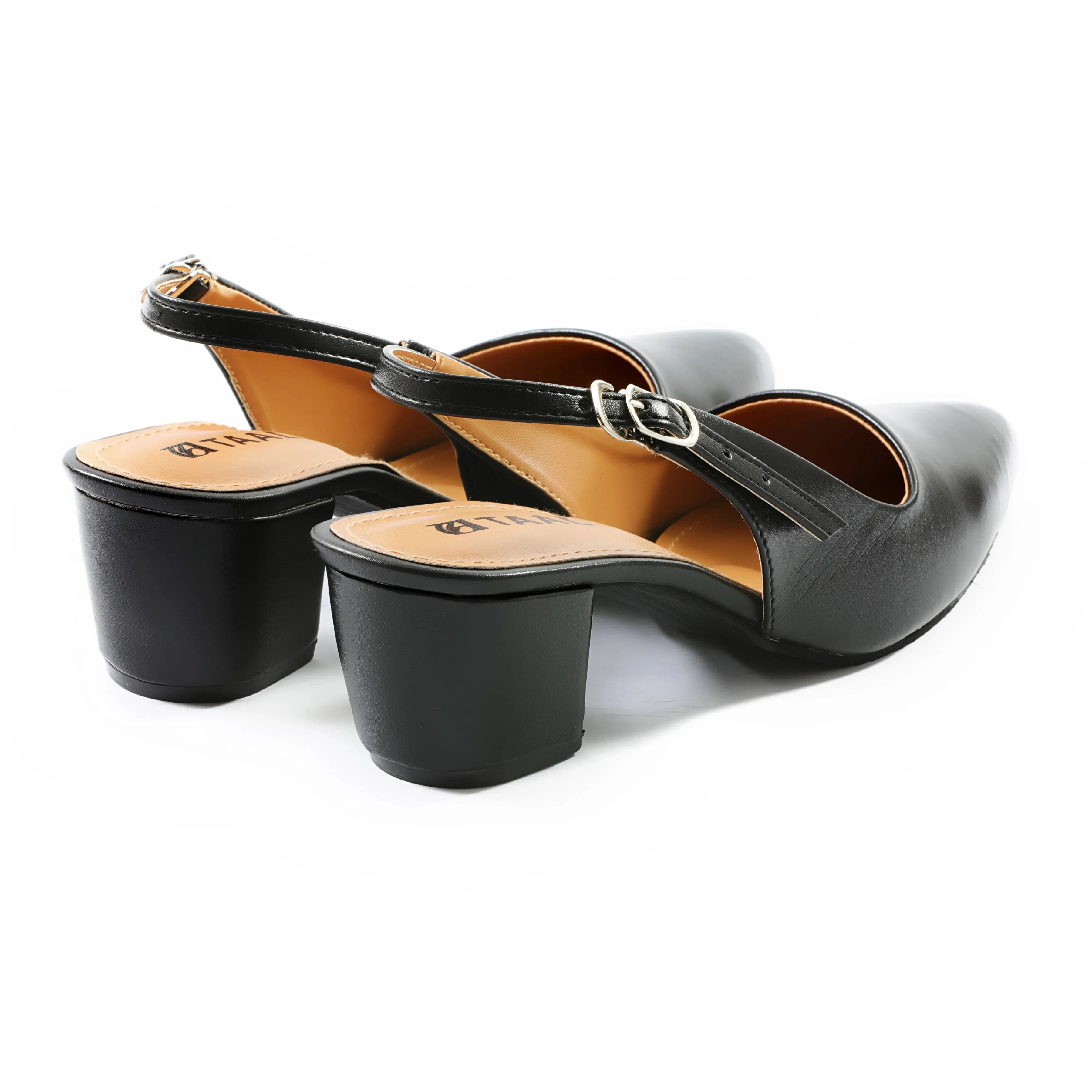 Estrela Heeled Slingbacks Black