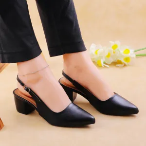 Estrela Heeled Slingbacks Black