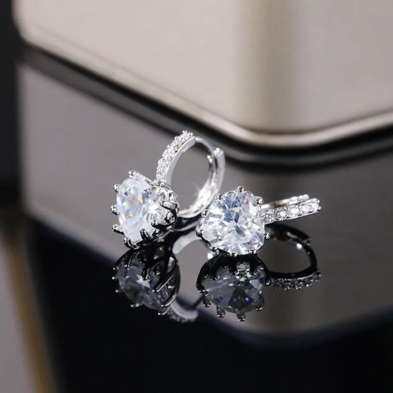 Eternity Love Wedding Set Women Ring/Earring/Necklace Silver