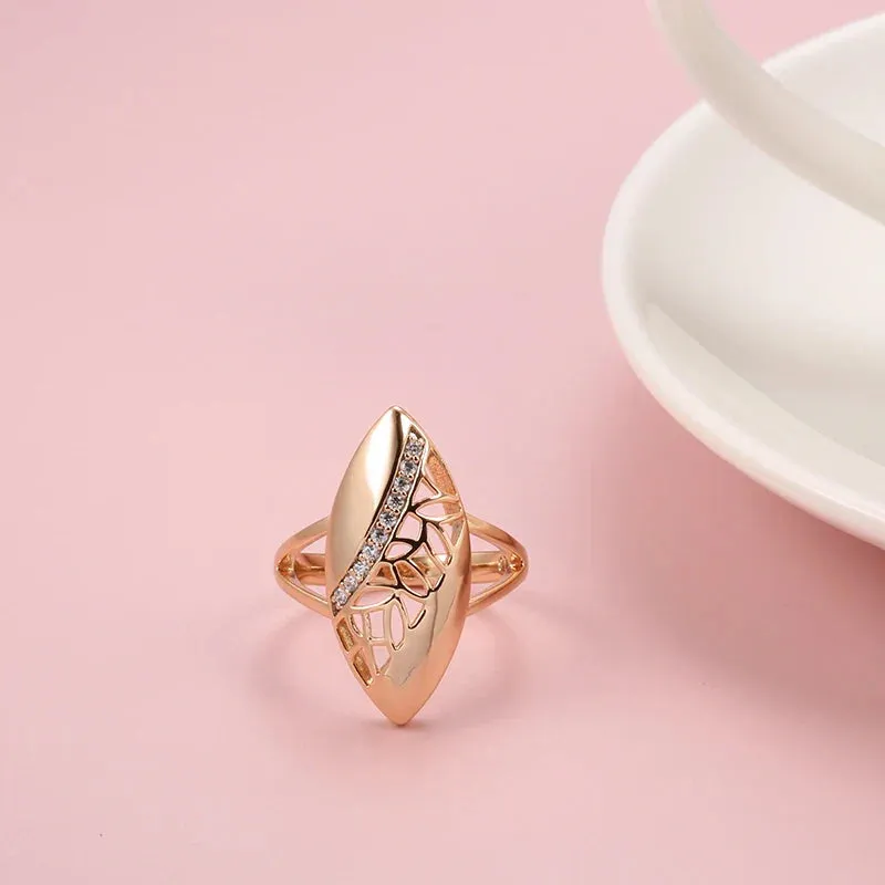Ethnic Bride Wedding Jewelry Sets Rose Gold With Natural Zircon Necklace Earring Ring Luxury Women Jewelry