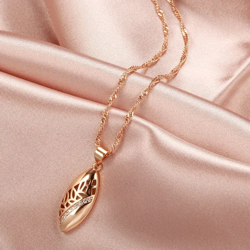 Ethnic Bride Wedding Jewelry Sets Rose Gold With Natural Zircon Necklace Earring Ring Luxury Women Jewelry