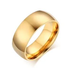 Fashion 18k gold plated ring wedding engagement rings for women and men jewelry 8.0mm stainless steel gifts