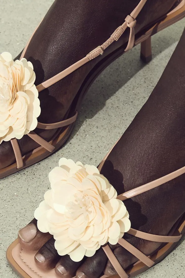 Flower Heeled Sandals