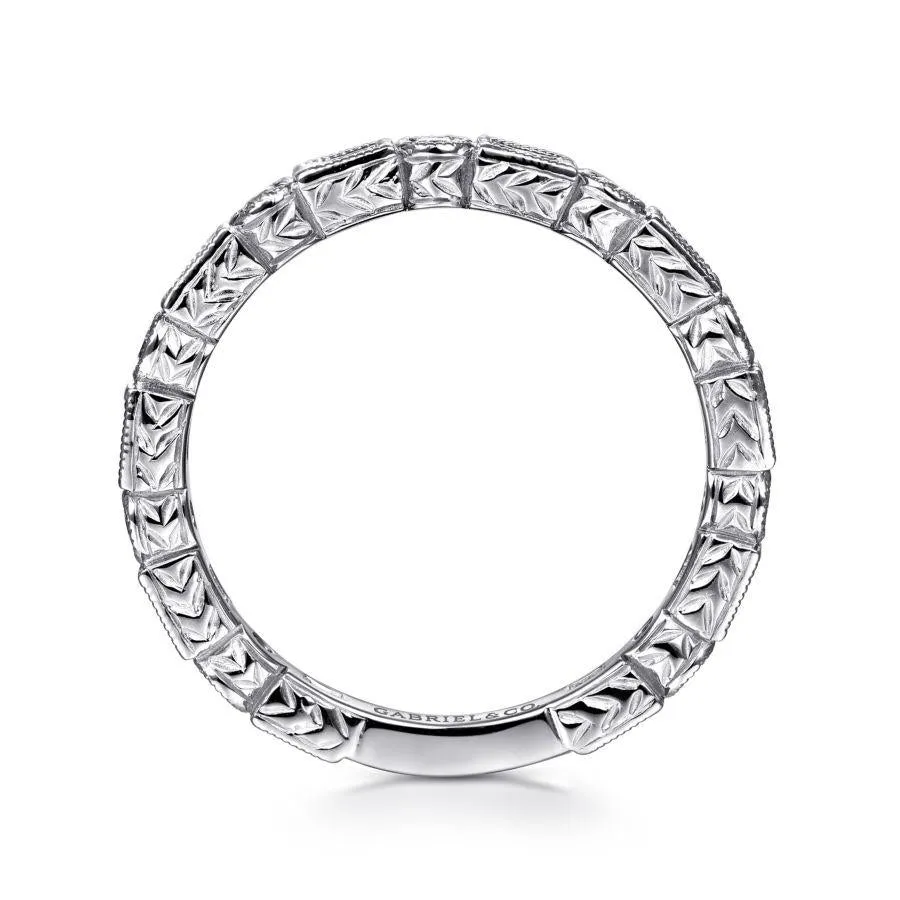 Gabriel & Co. - LR4380W44JJ - 14K White Gold Baguette and Round Diamond Eternity Ring