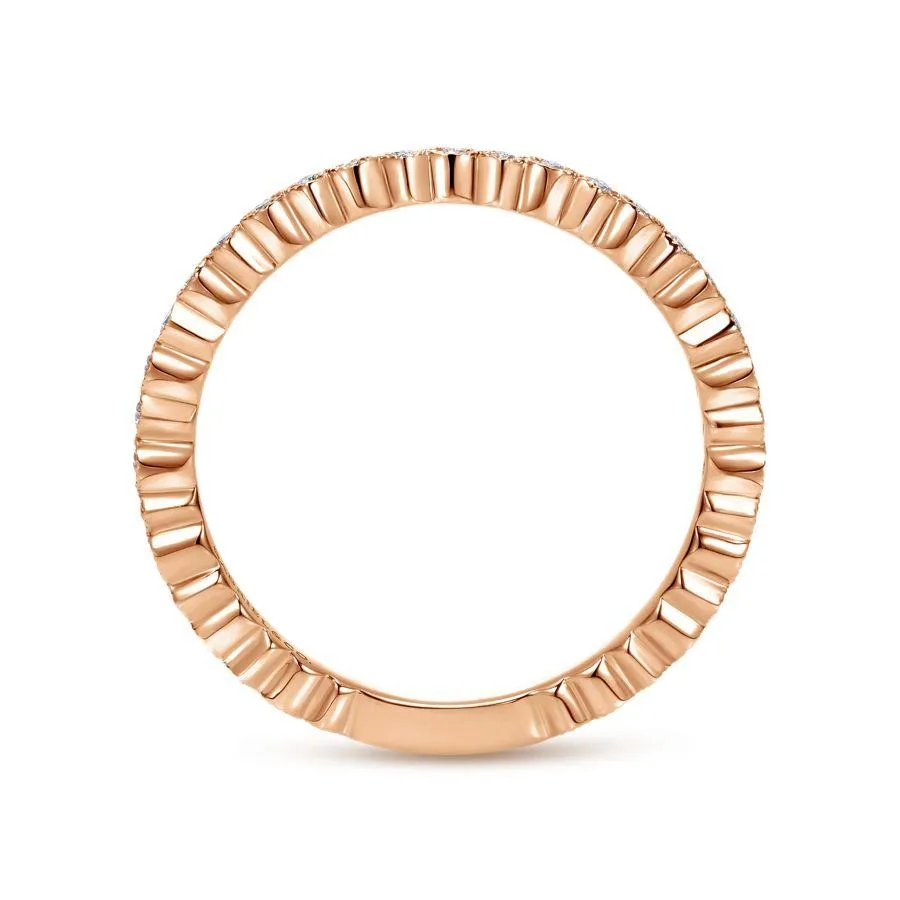 Gabriel & Co. - LR4801K45JJ - 14K Rose Gold Scalloped Stackable Diamond Band