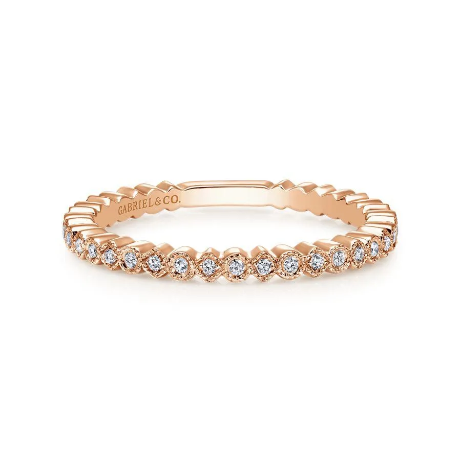 Gabriel & Co. - LR4801K45JJ - 14K Rose Gold Scalloped Stackable Diamond Band