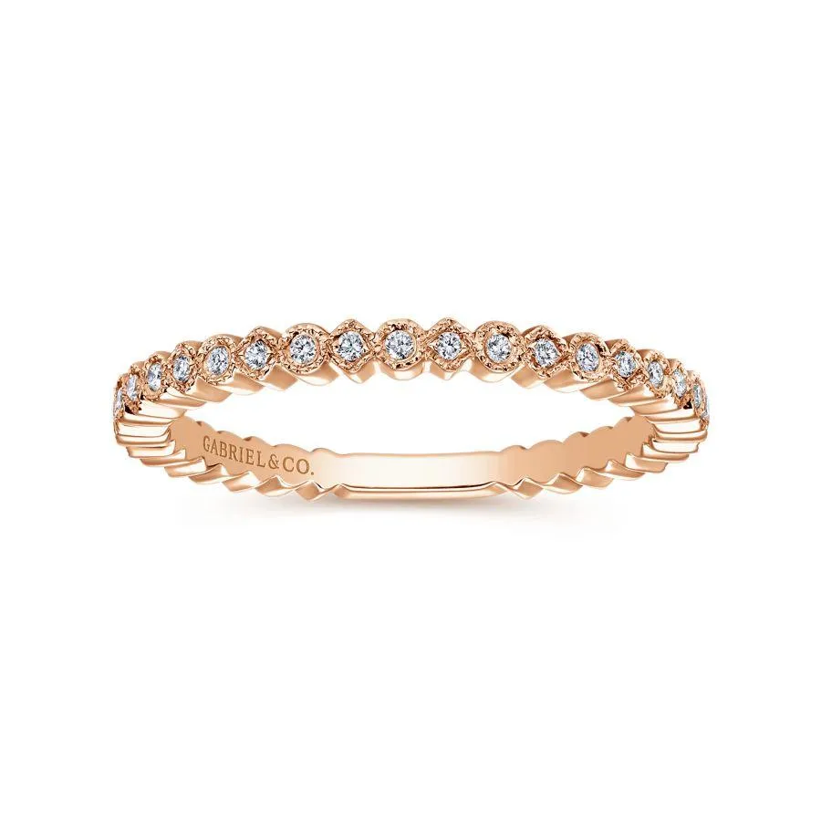 Gabriel & Co. - LR4801K45JJ - 14K Rose Gold Scalloped Stackable Diamond Band