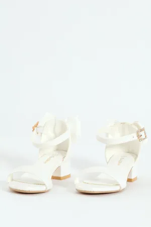 Girls Heeled Sandal - White