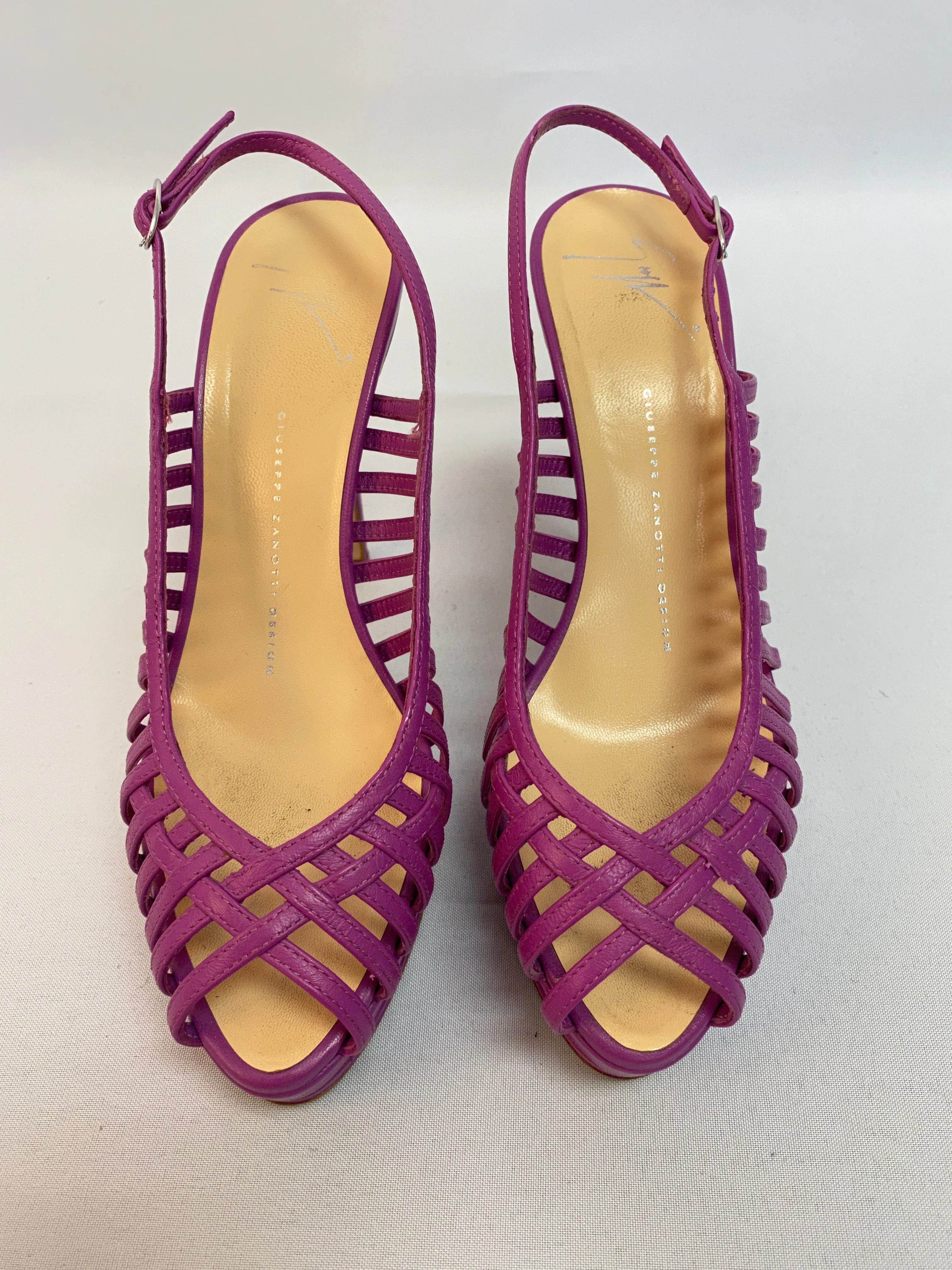 Giuseppe Zanotti Magenta Peep Toe Caged Sandal