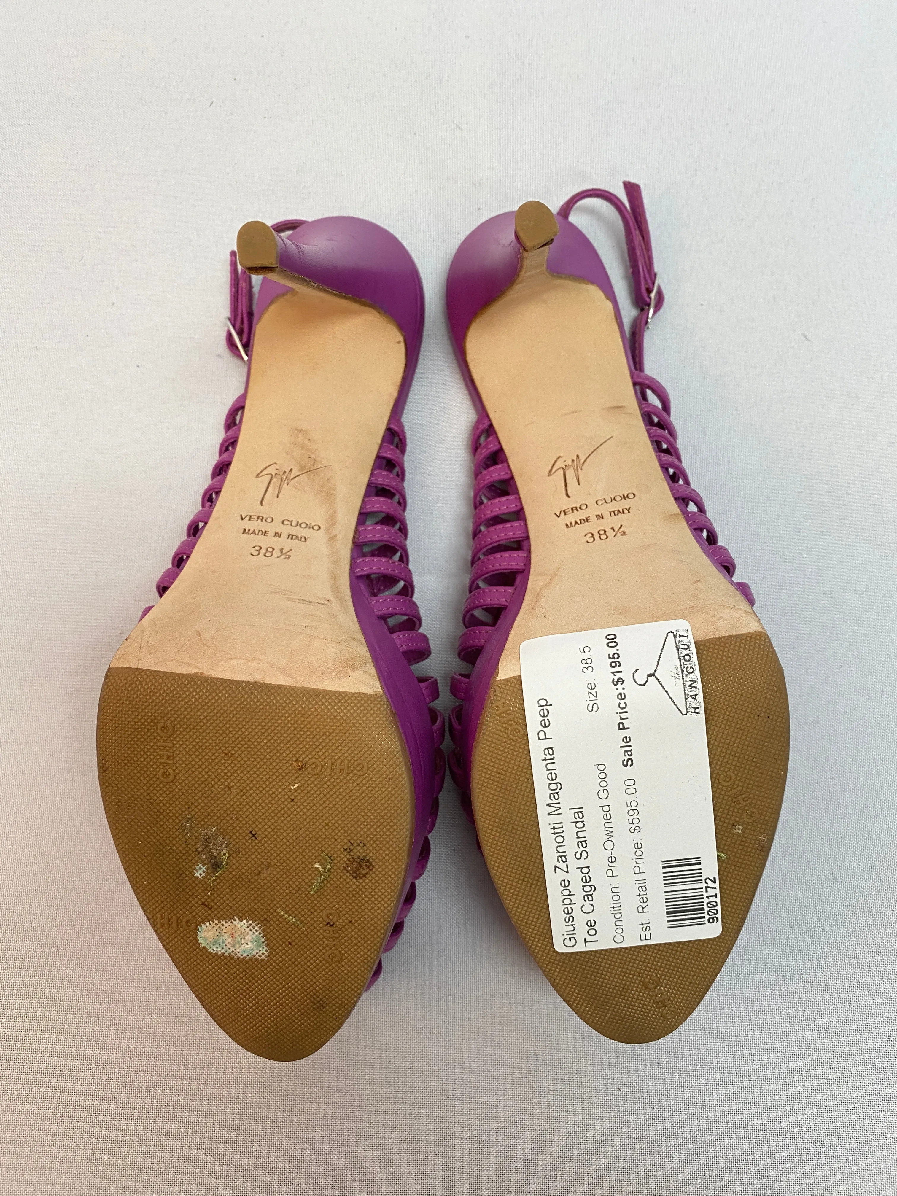 Giuseppe Zanotti Magenta Peep Toe Caged Sandal
