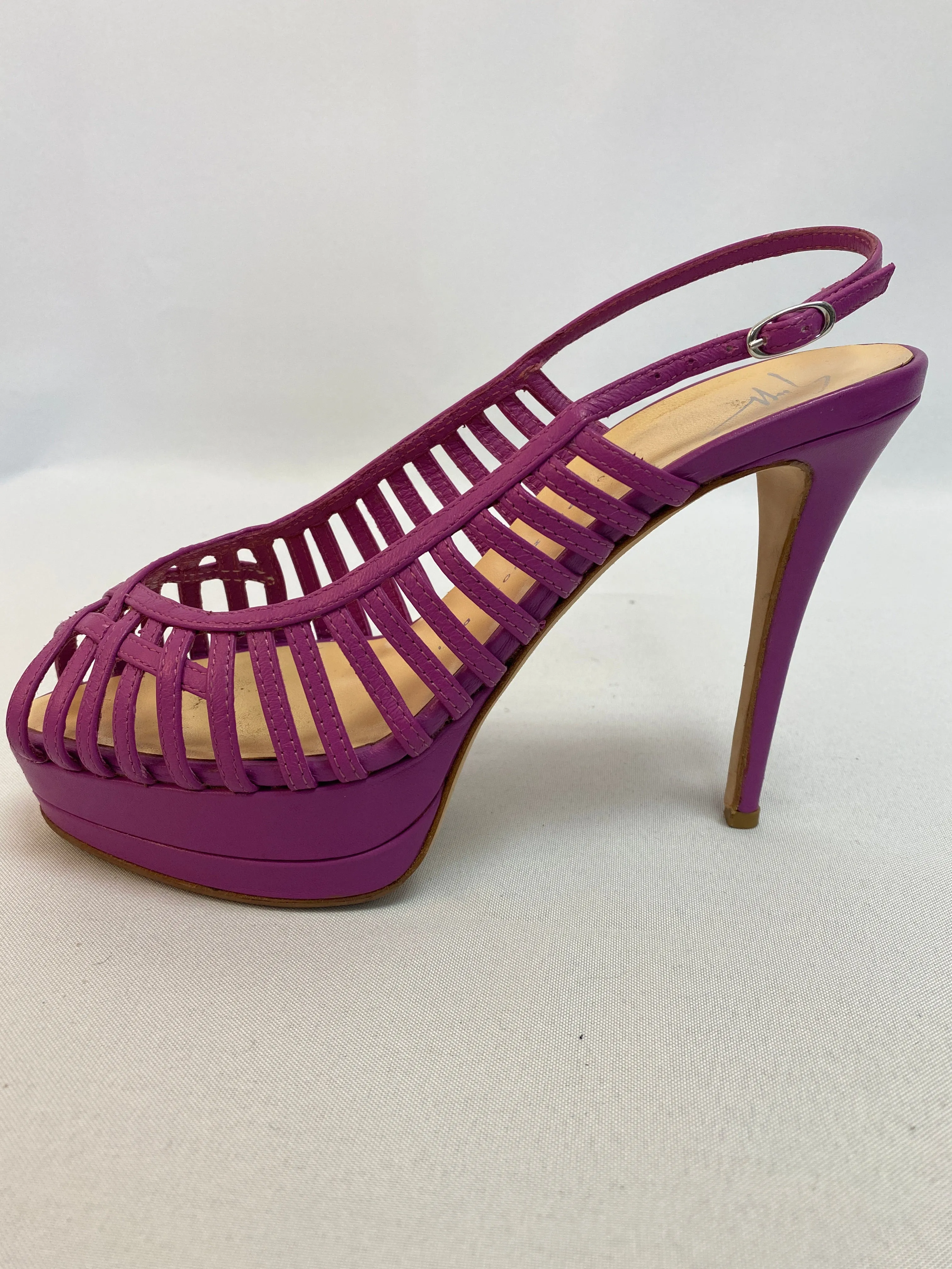 Giuseppe Zanotti Magenta Peep Toe Caged Sandal