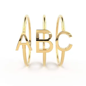 Gold Letter Ring / 14K Solid Gold / Letter Ring / Initial Gold Ring / Stackable Letter Ring / Stackable Initial Rings / Dainty Letter Ring