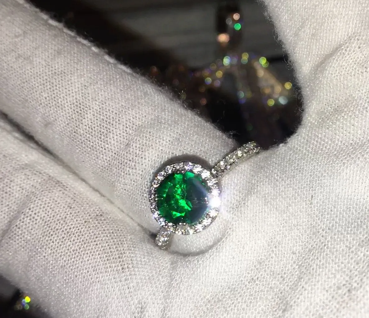 Green Diamond Ring | Green Diamond Engagement Ring | Green Wedding Ring | Womens Green Diamond Ring | Green Diamond Ring with halo