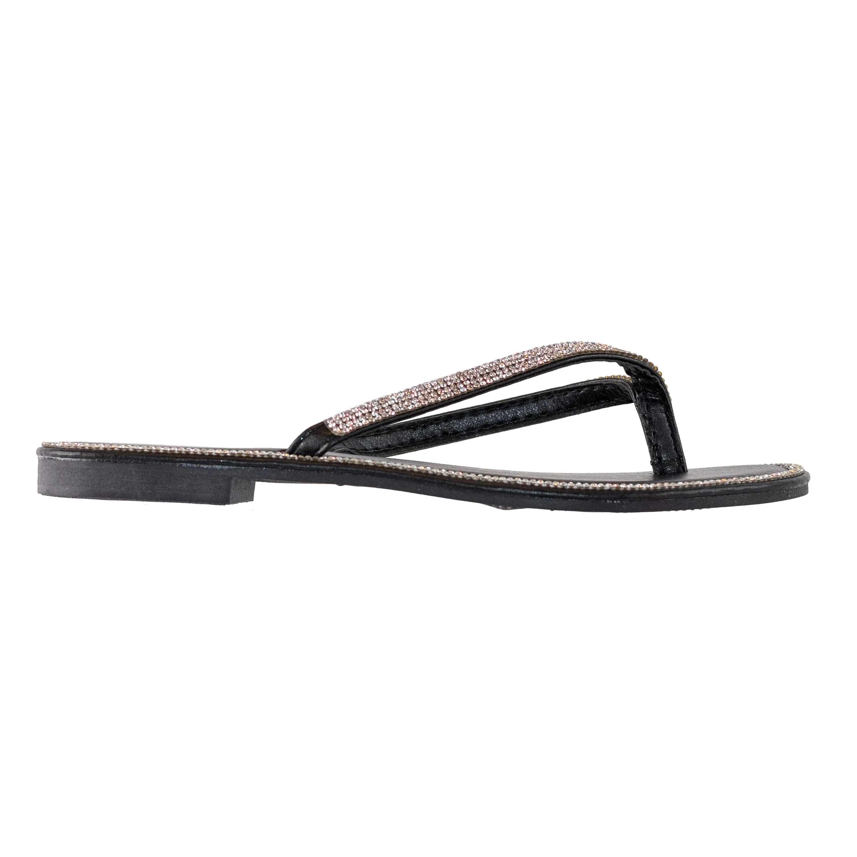 Haiti - Women's Non-Slip Flip Flops, Thong Flat Sandals Rhinestone Detailing & Rounded Toe, Lightweight & Comfortable for Everyday Wear