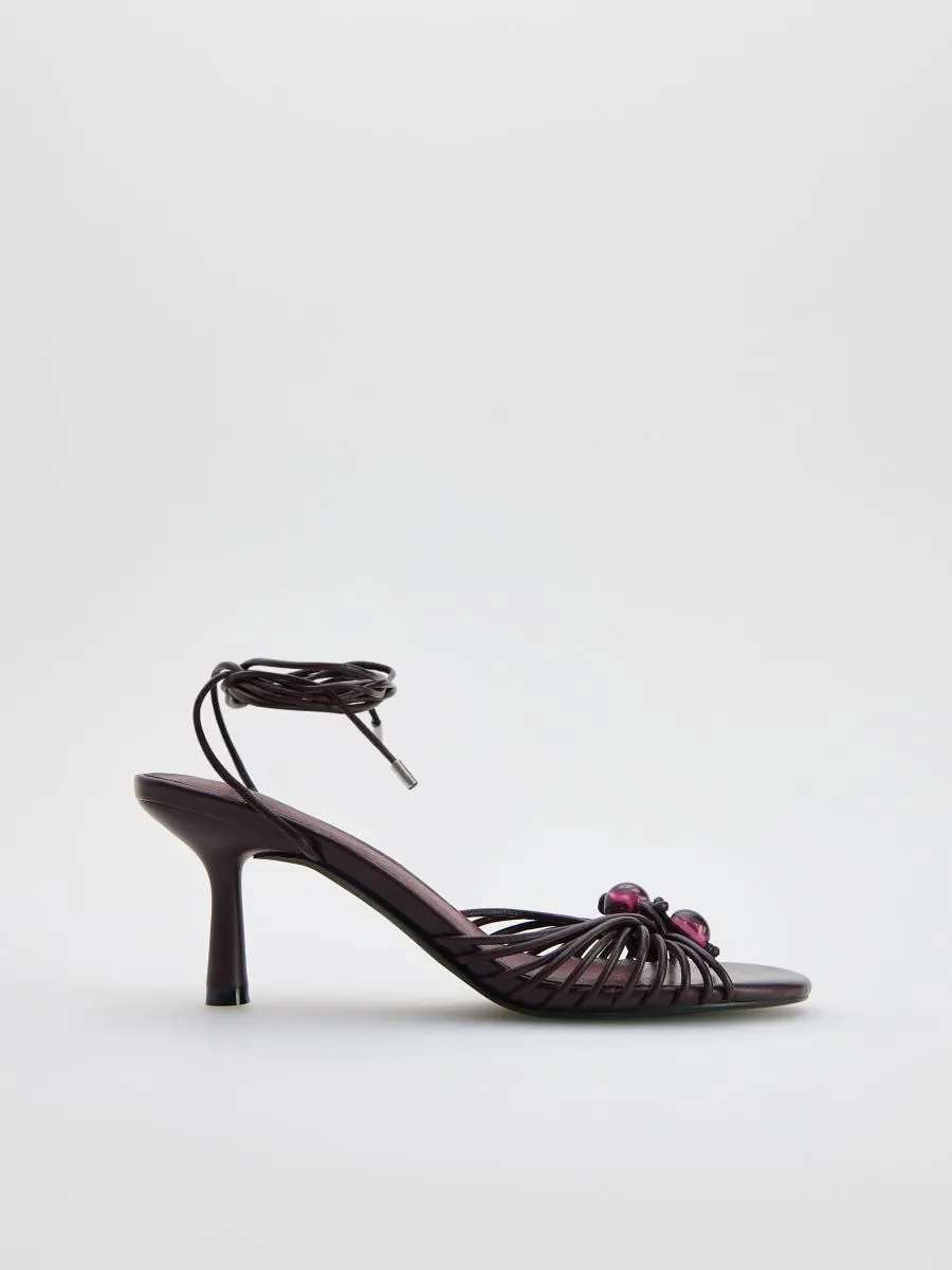 Heeled leather sandals