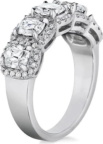 Henri Daussi 5 Stone Cushion Cut Diamond Band- 2.44ctw