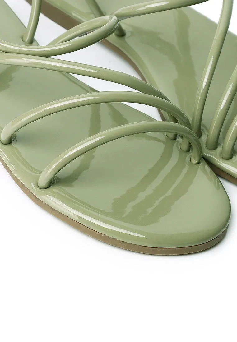 Janet Patent Strappy Sandals (Lawn Green)