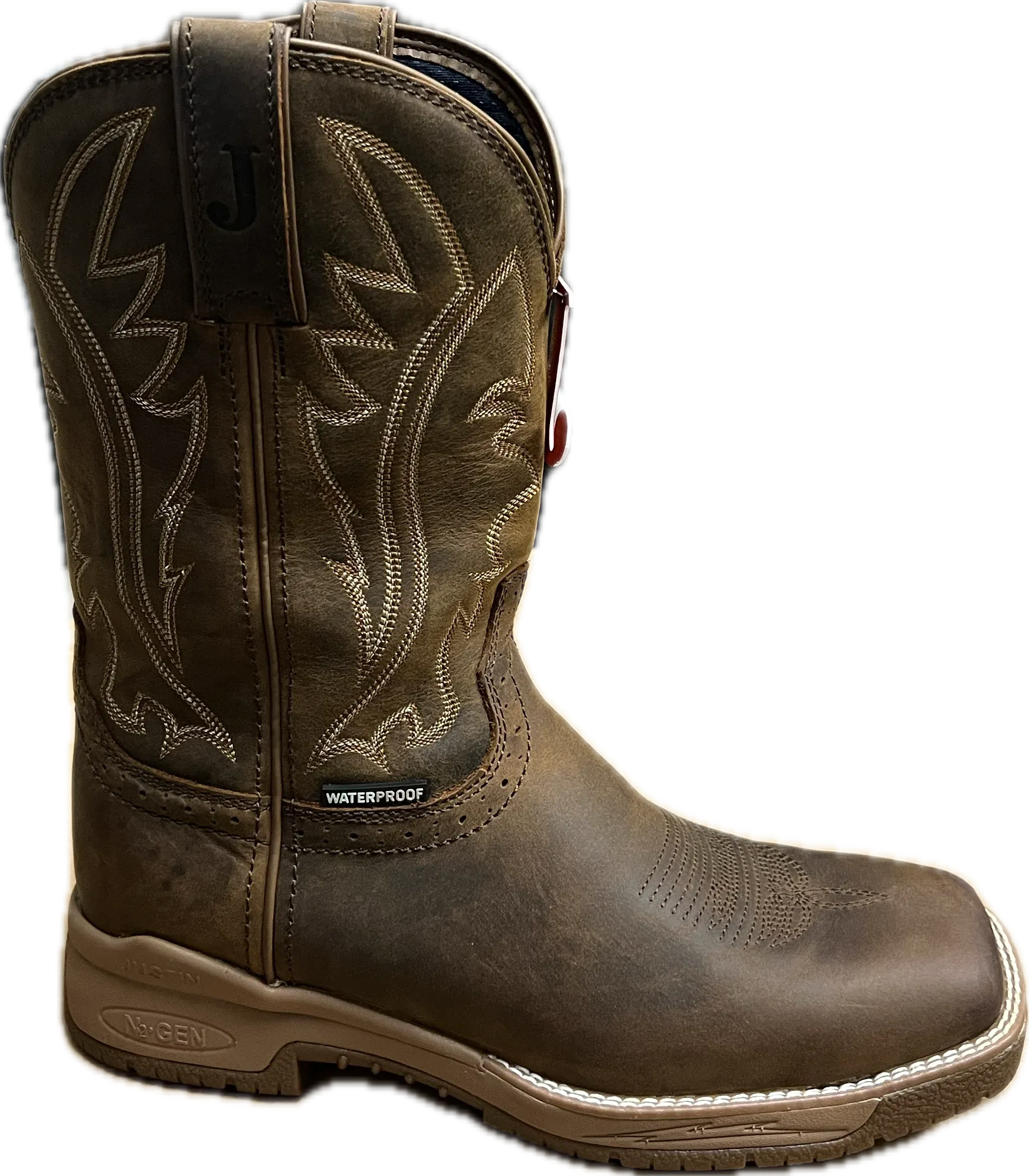 Justin Boots  Men's Nitread Taupe Cowhide 11" Waterproof Square Toe