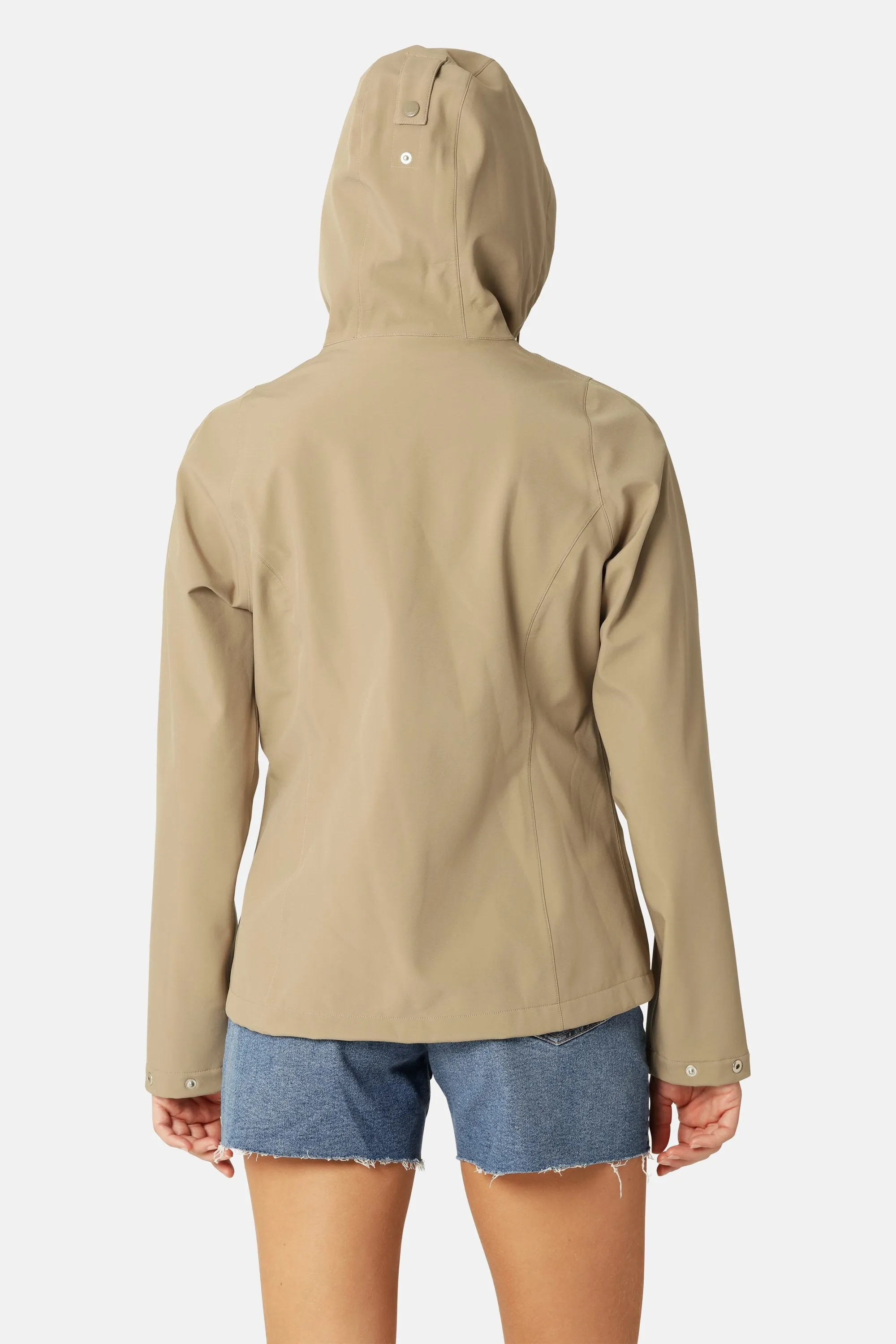 Kurzer Softshell Regenmantel - Greige