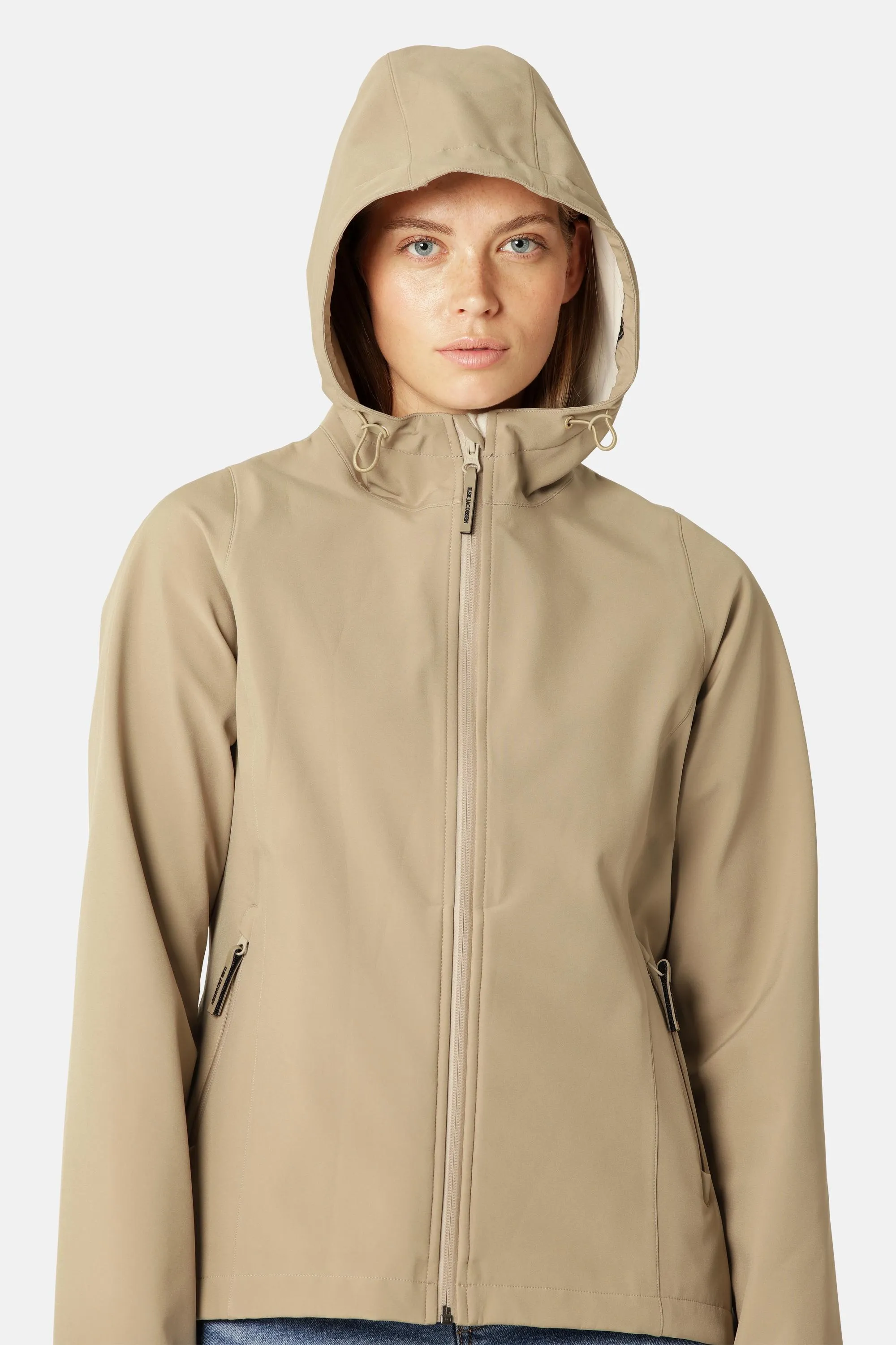 Kurzer Softshell Regenmantel - Greige