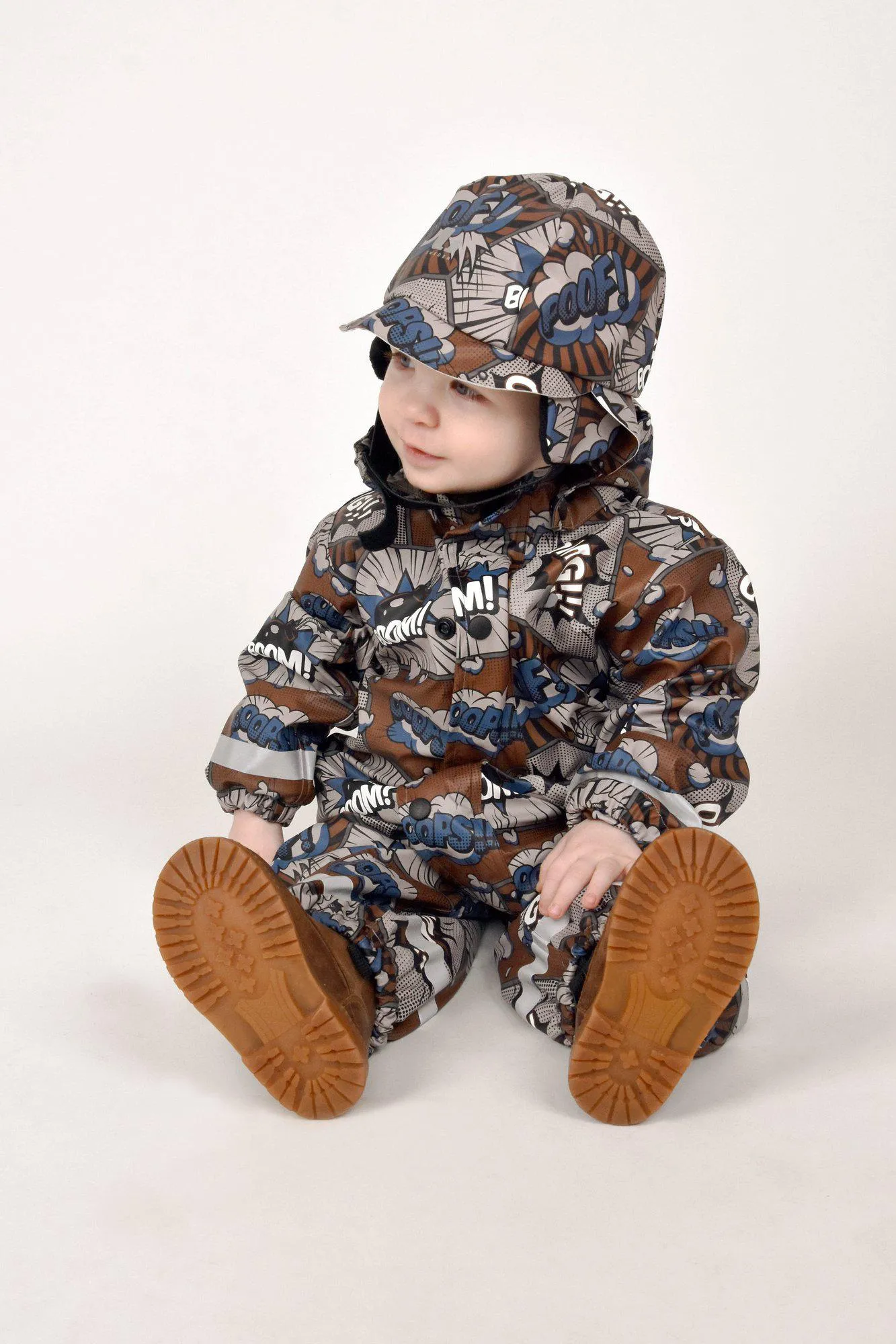 LEKHYTTAN RAIN BABY OVERALL, FLEECE - CONCRETE
