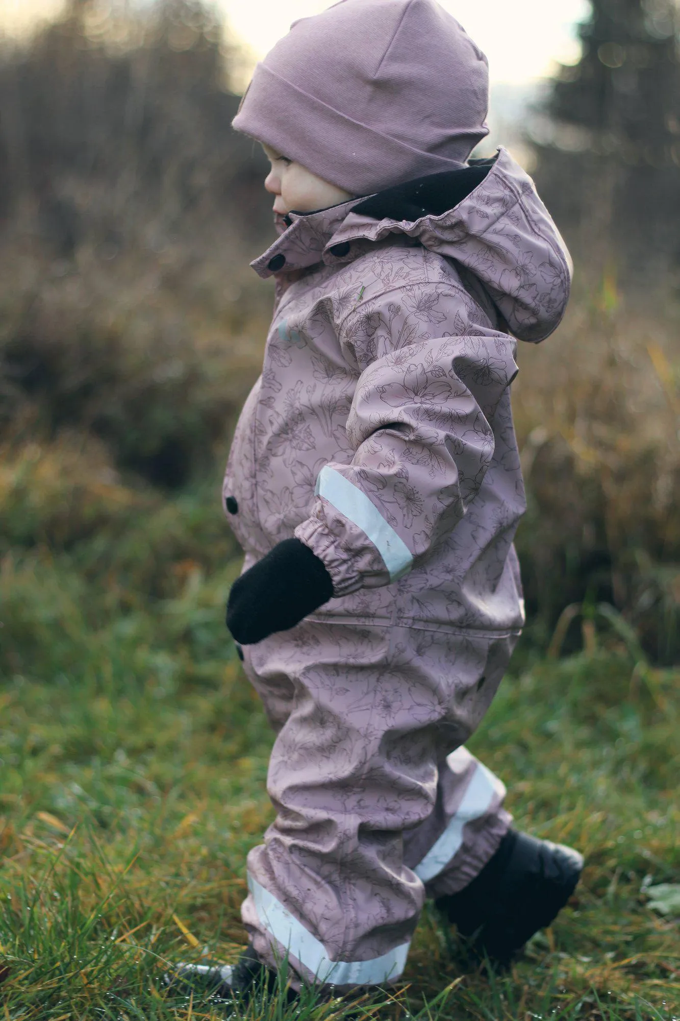 LEKHYTTAN RAIN BABY OVERALL, FLEECE - DUSTY MAUVE