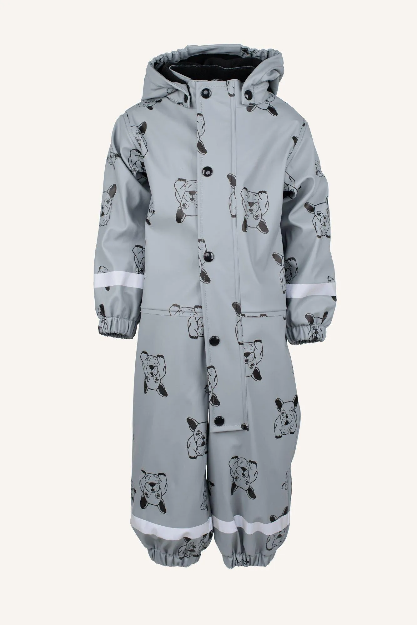 LEKHYTTAN RAIN BABY OVERALL, FLEECE - GREY/BLACK