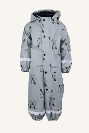 LEKHYTTAN RAIN BABY OVERALL, FLEECE - GREY/BLACK