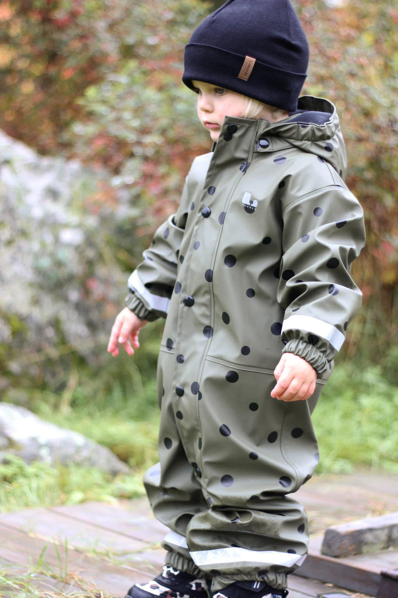 LEKHYTTAN RAIN BABY OVERALL, FLEECE - OLIVE