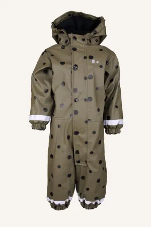 LEKHYTTAN RAIN BABY OVERALL, FLEECE - OLIVE