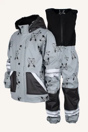 LEKHYTTAN RAIN SET, FLEECE - GREY/BLACK