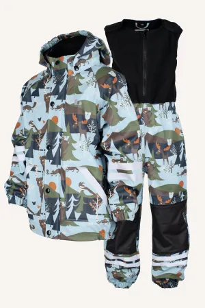 LEKHYTTAN RAIN SET, FLEECE - LIGHTBLUE/BROWN