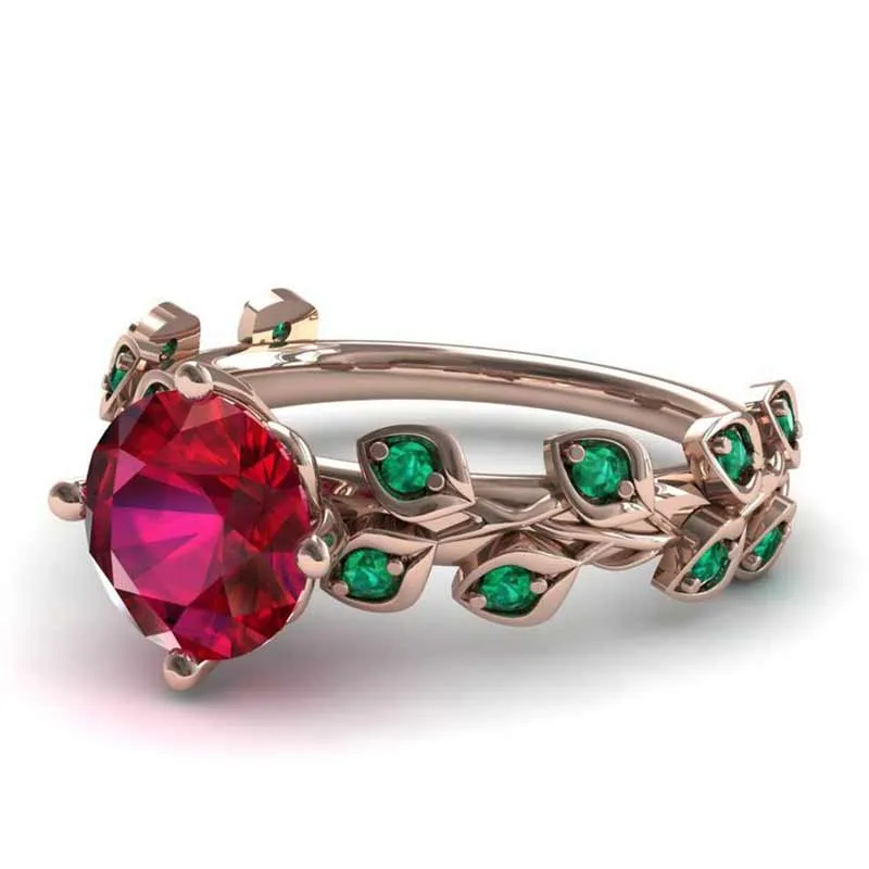 Luxury Red Ruby Flower Engagement Ring For Women Anniversary Gift For Wife