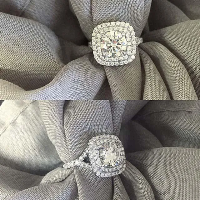 Luxury White Sapphire Gemstone Engagement Ring Women Jewelry