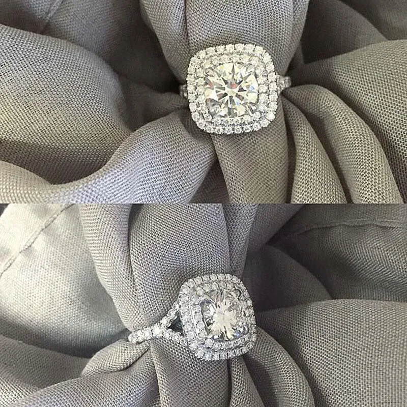 Luxury White Sapphire Gemstone Engagement Ring Women Jewelry