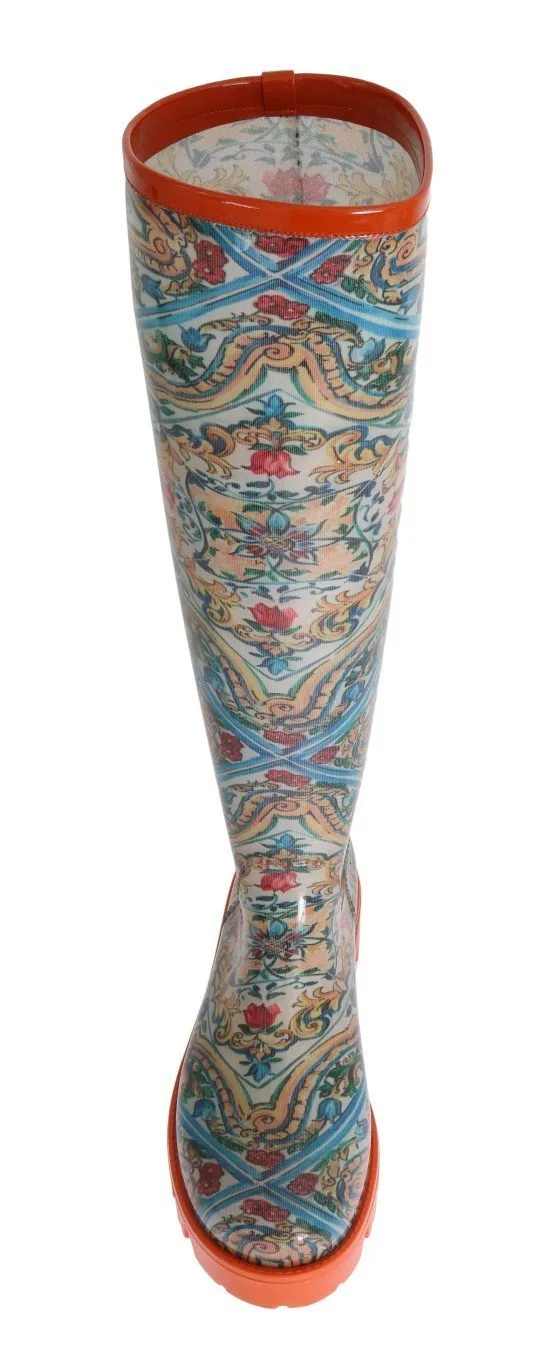 Majolica Print Rain Rubber Boots