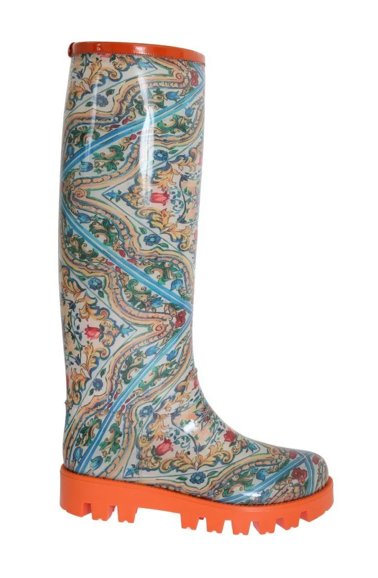 Majolica Print Rain Rubber Boots