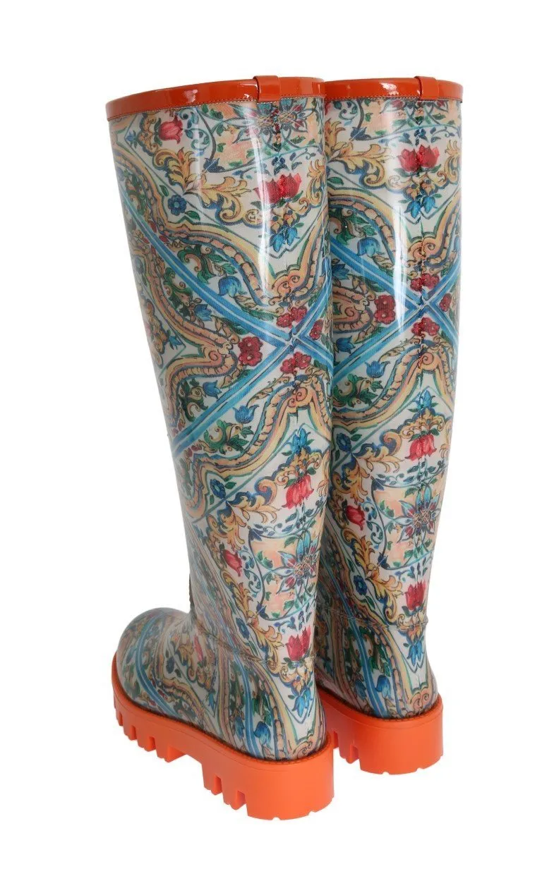 Majolica Print Rain Rubber Boots