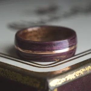 Mens Wedding band featuring Mahogany, Purple Heart with Copper inlay.