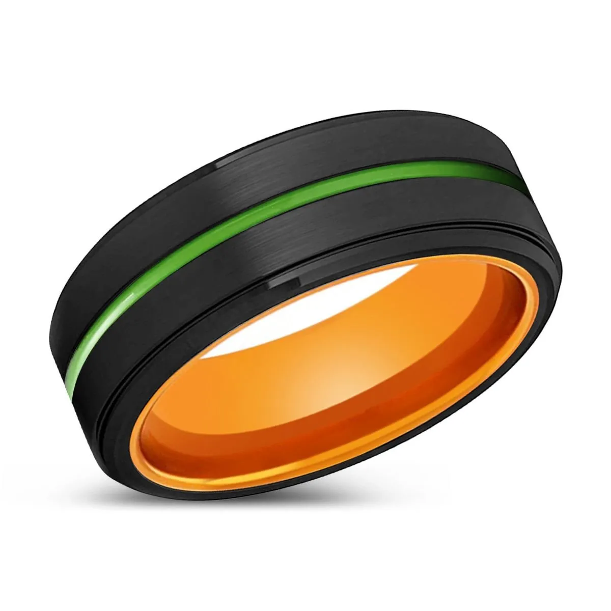MIRAMAR | Orange Ring, Black Tungsten Ring, Green Groove, Stepped Edge