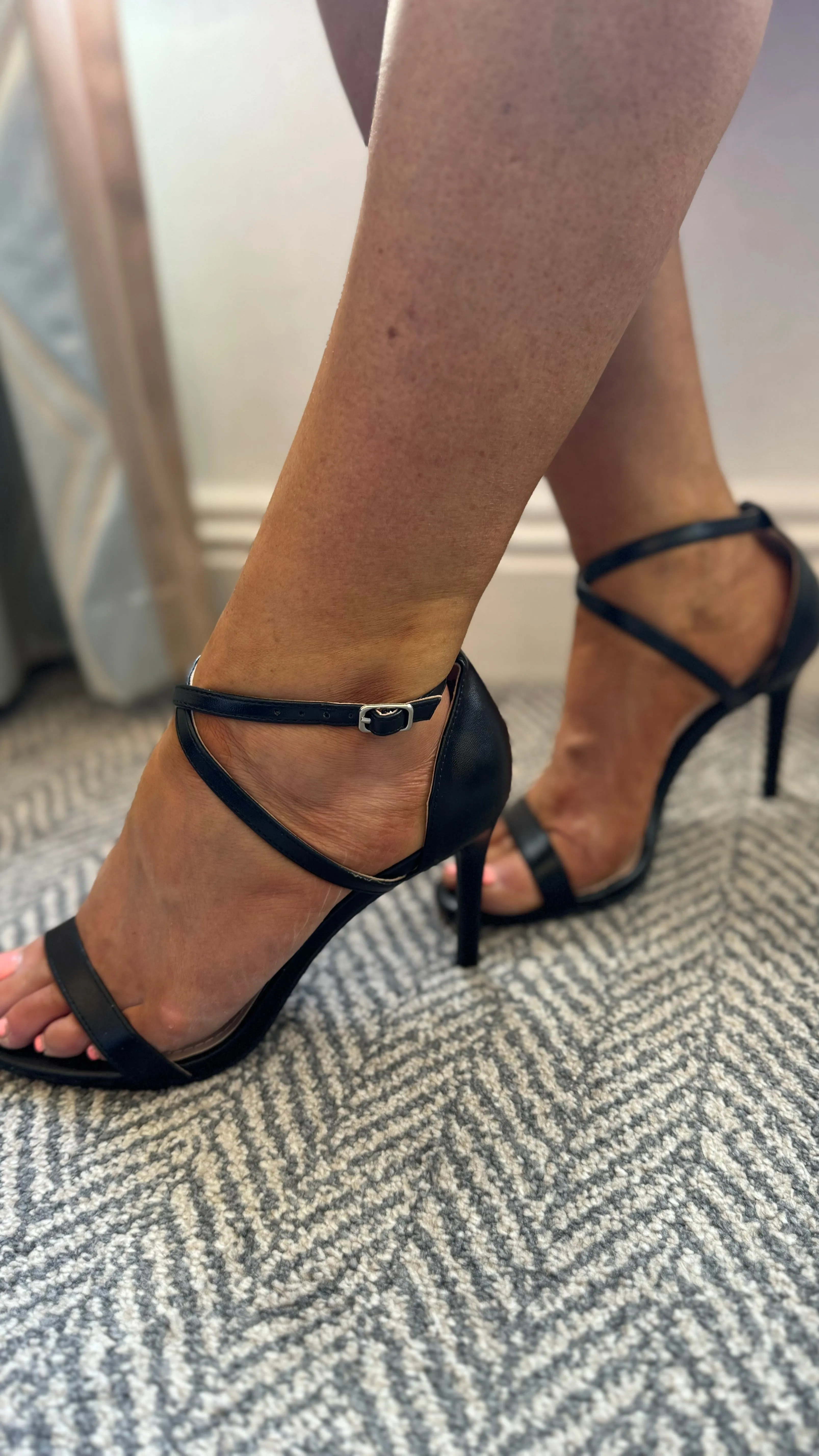 Monroe Black Strappy Detail Stiletto Sandals