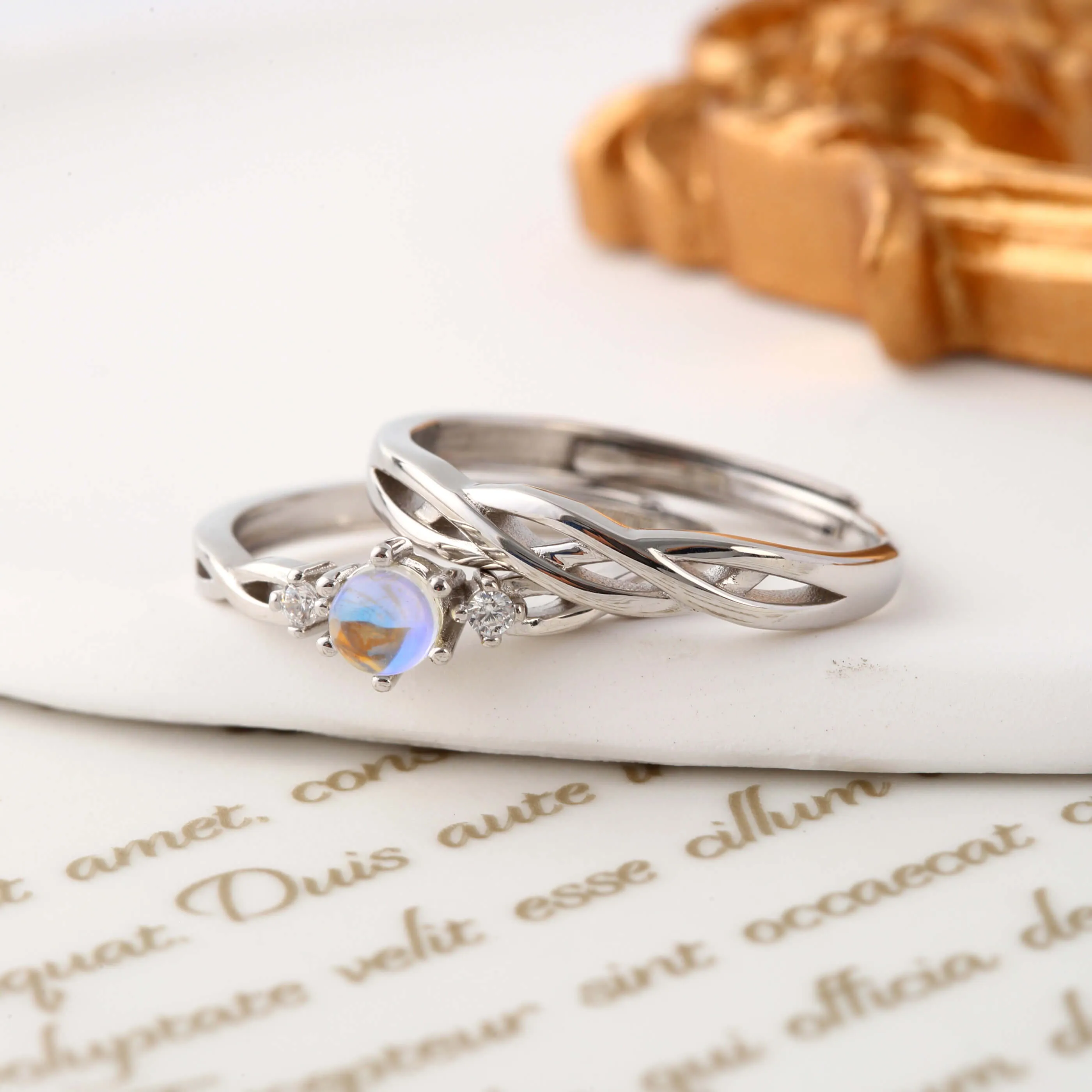 Moonstone Matching Rings