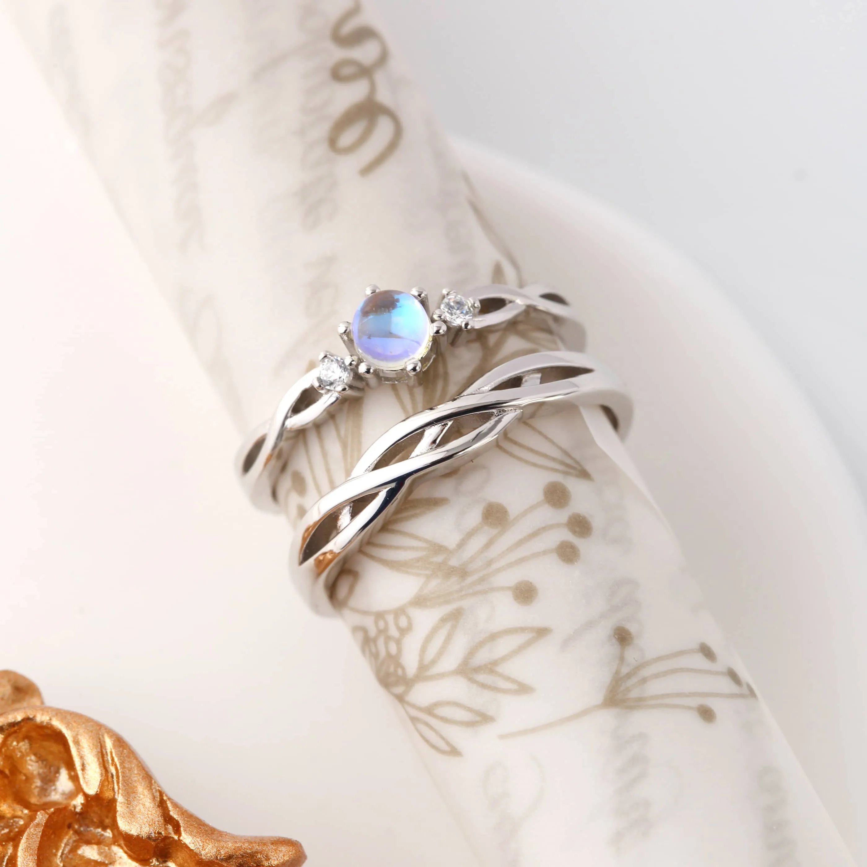 Moonstone Matching Rings